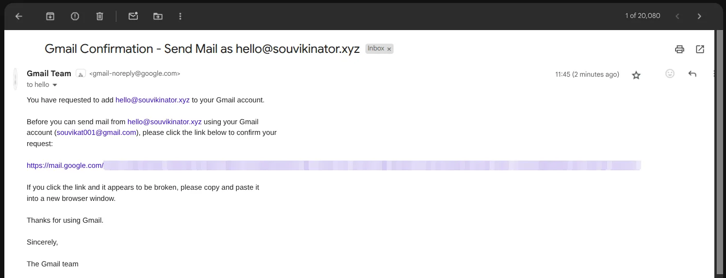 gmail verification email
